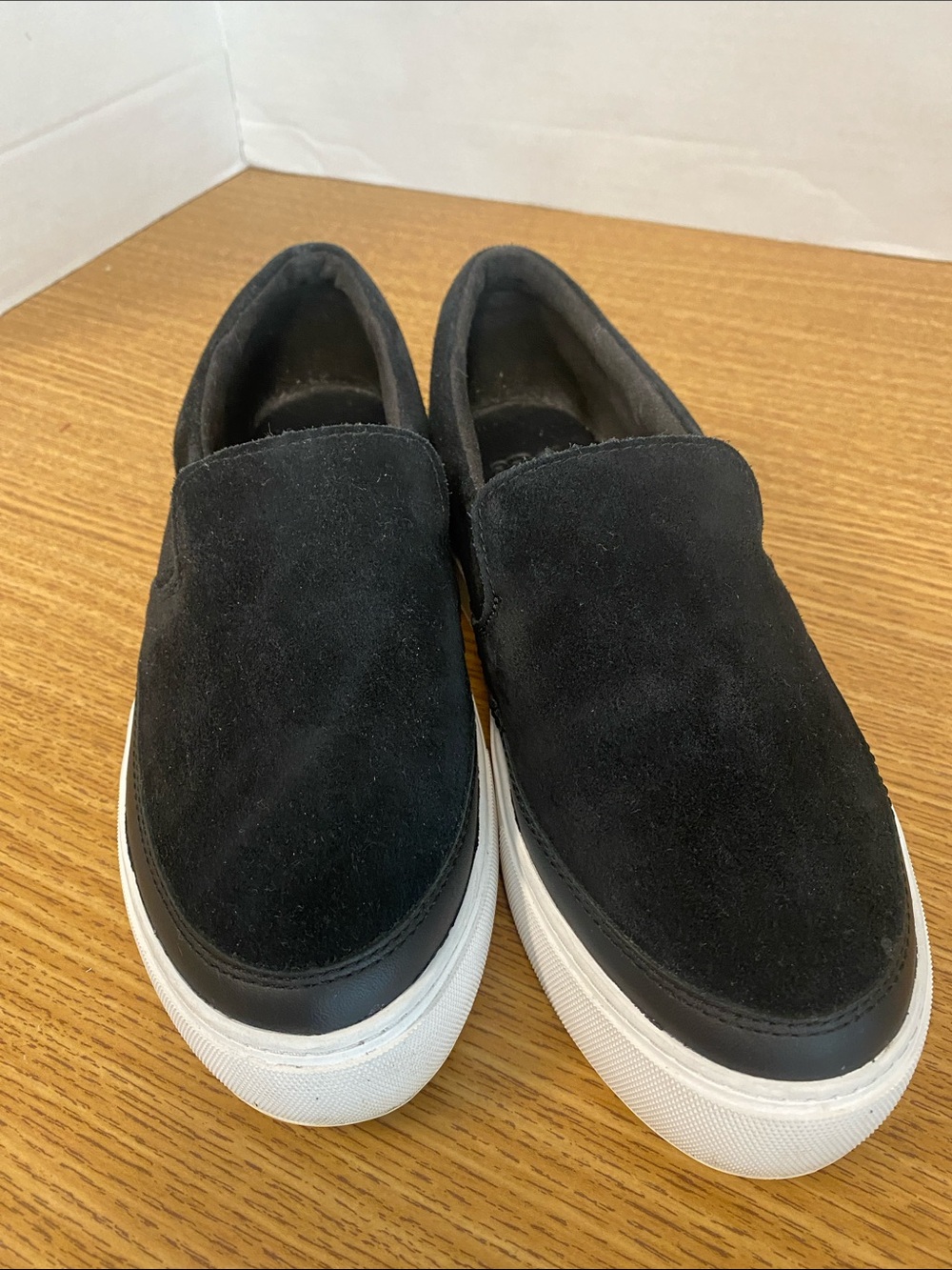 UGG Zilo Black Suede Slip-On Sneakers with White Sole